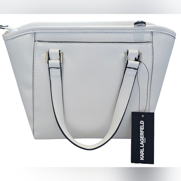 Karl Lagerfeld White Leather And Tan Tweed, Women's Shoulder/Cross Body, New! - Picture 5 of 9